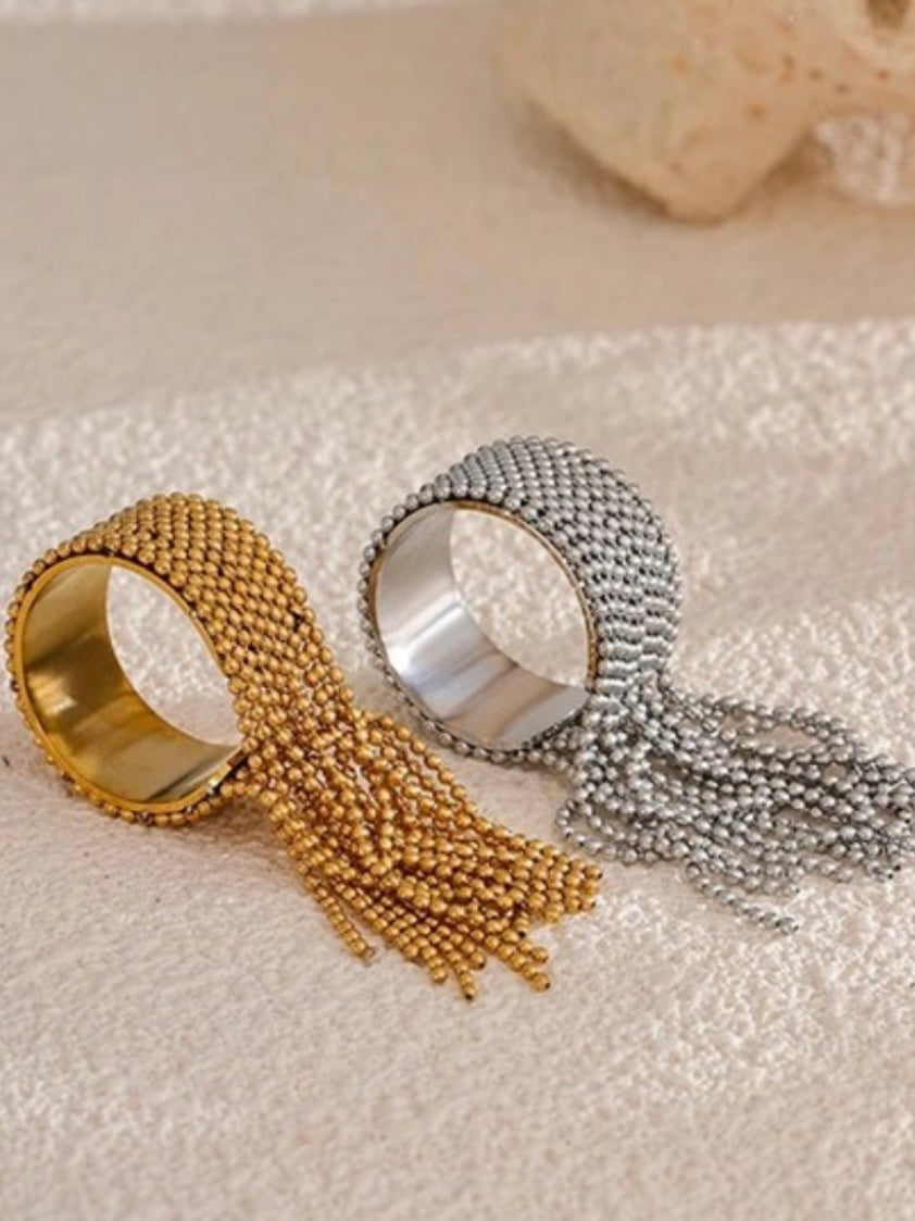 Stainless Steel Chain Tassel Ring