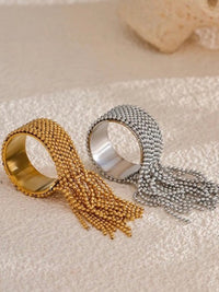 Stainless Steel Chain Tassel Ring