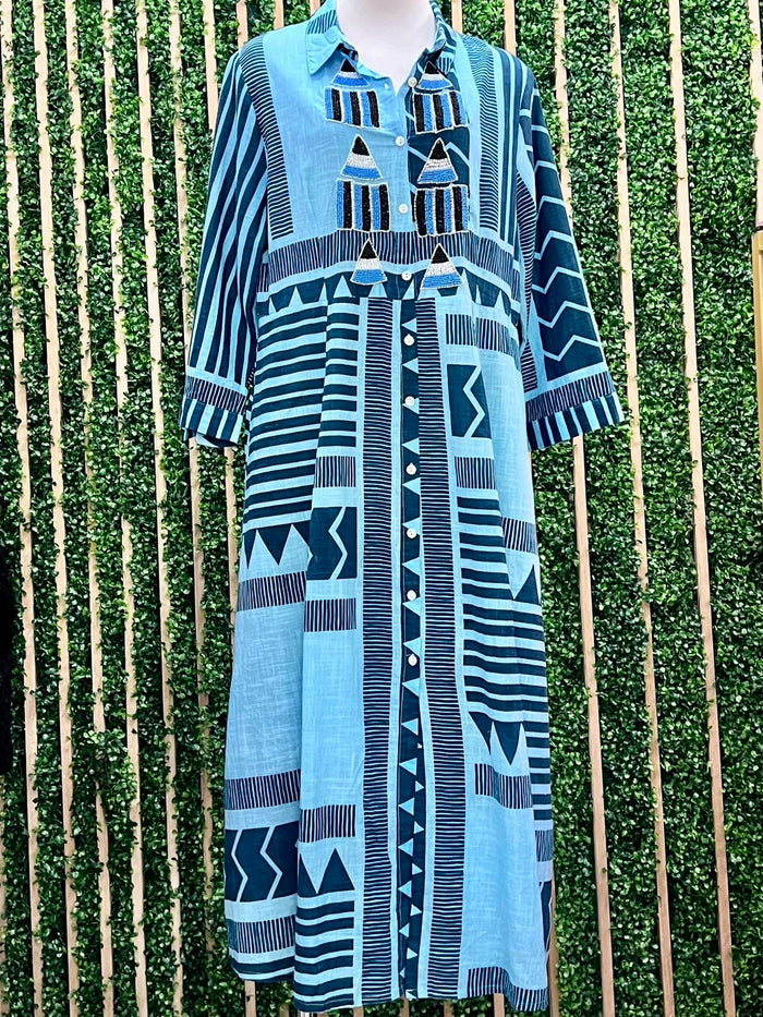 Italy Aztec Print Maxi Dress