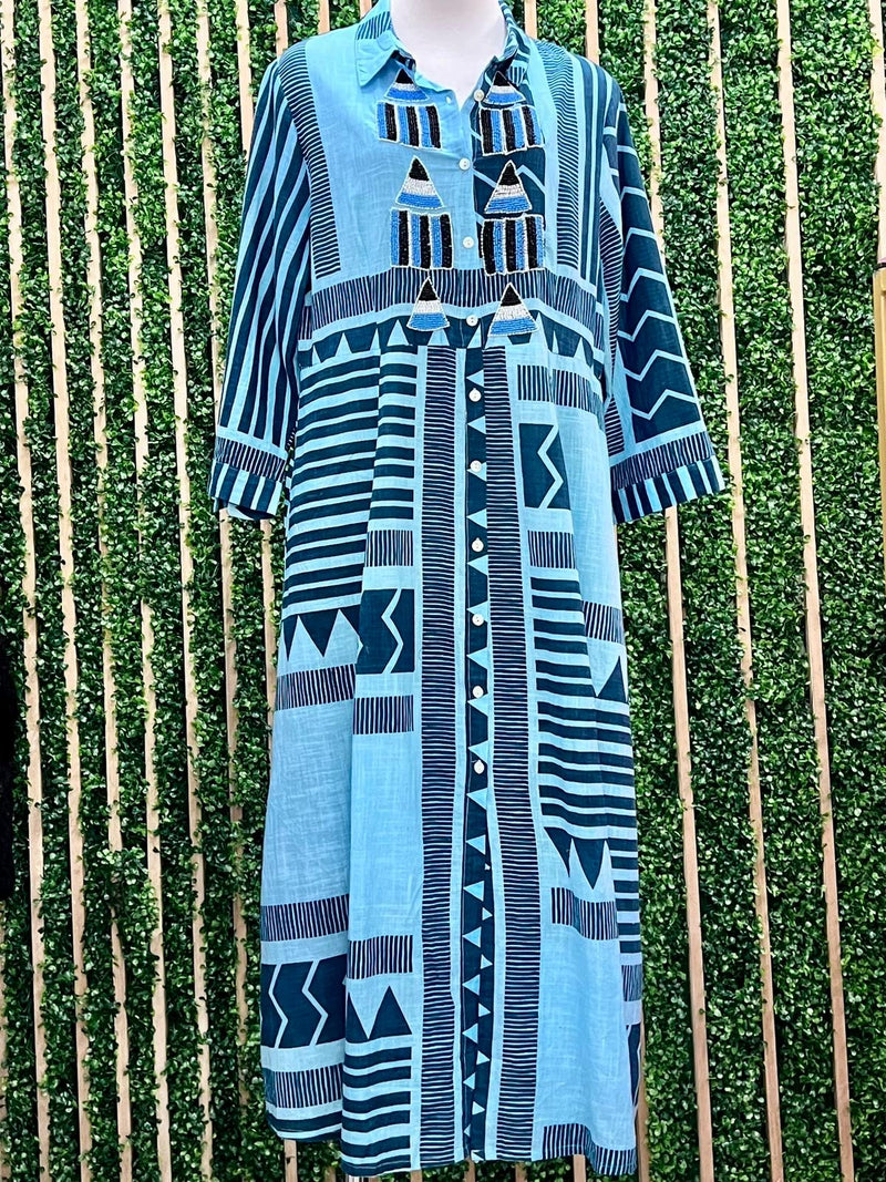 Italy Aztec Print Maxi Dress