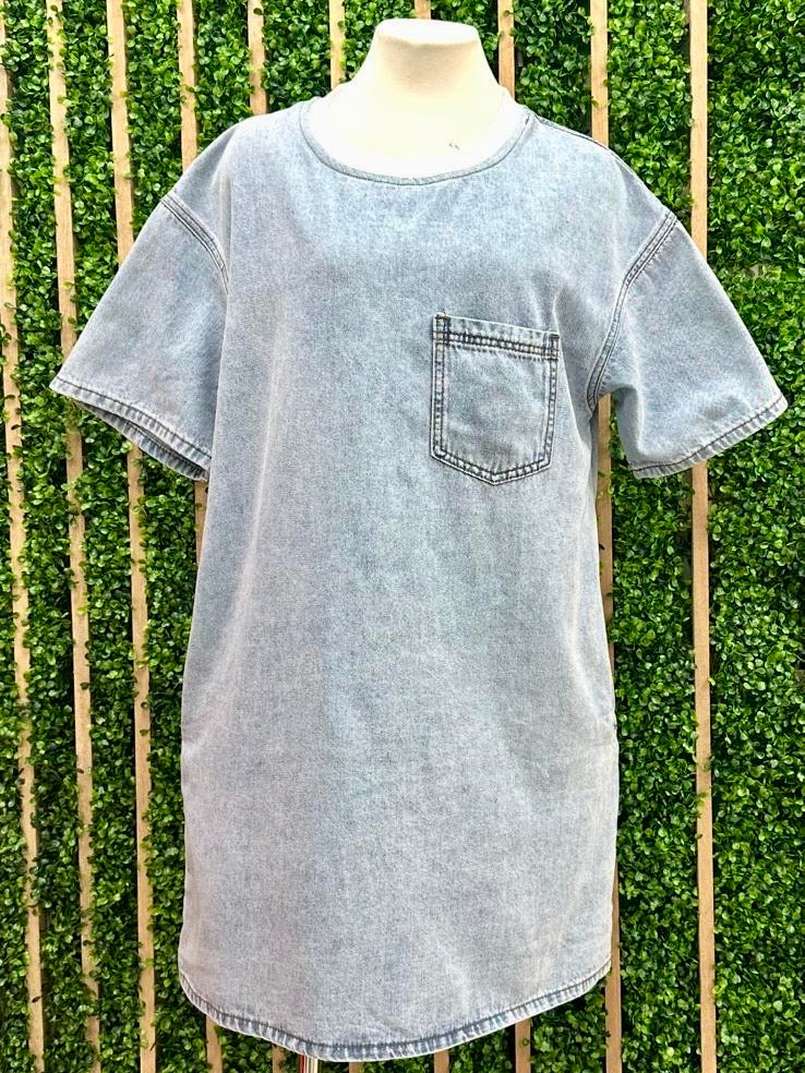 Washed Denim Short Dress