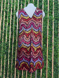 Multi Sequin Chevron V Neck Short Dress