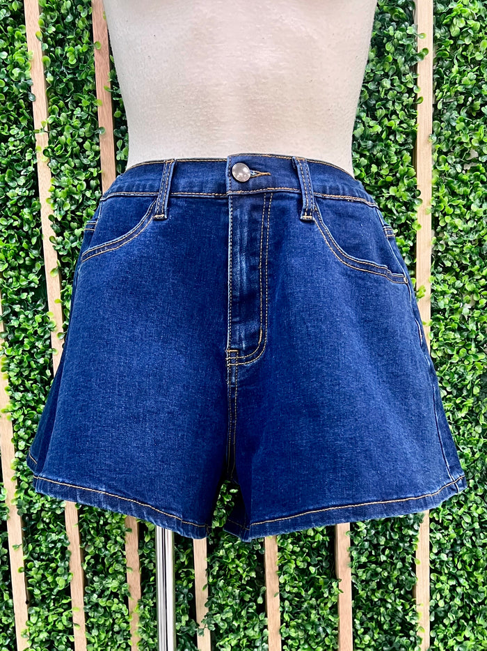 Dark Denim High Waisted Shorts