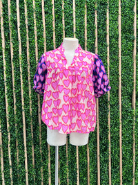 Pink HEarts Short Sleeve Blouse