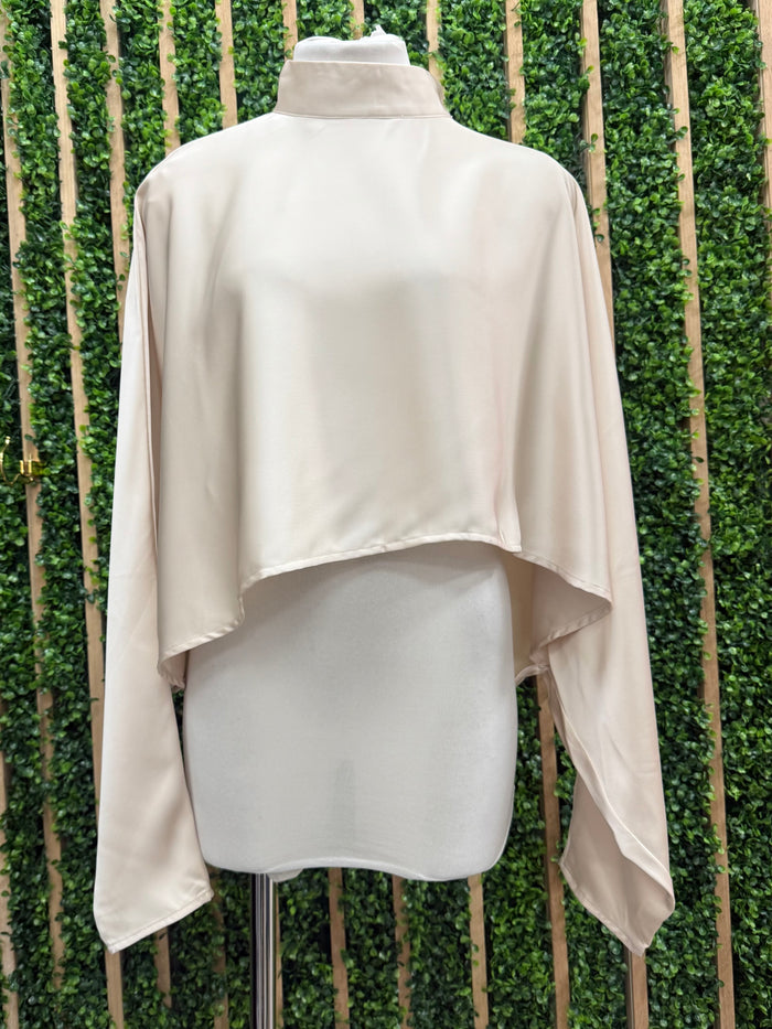 Champagne Mock Neck Caftan Crop Top