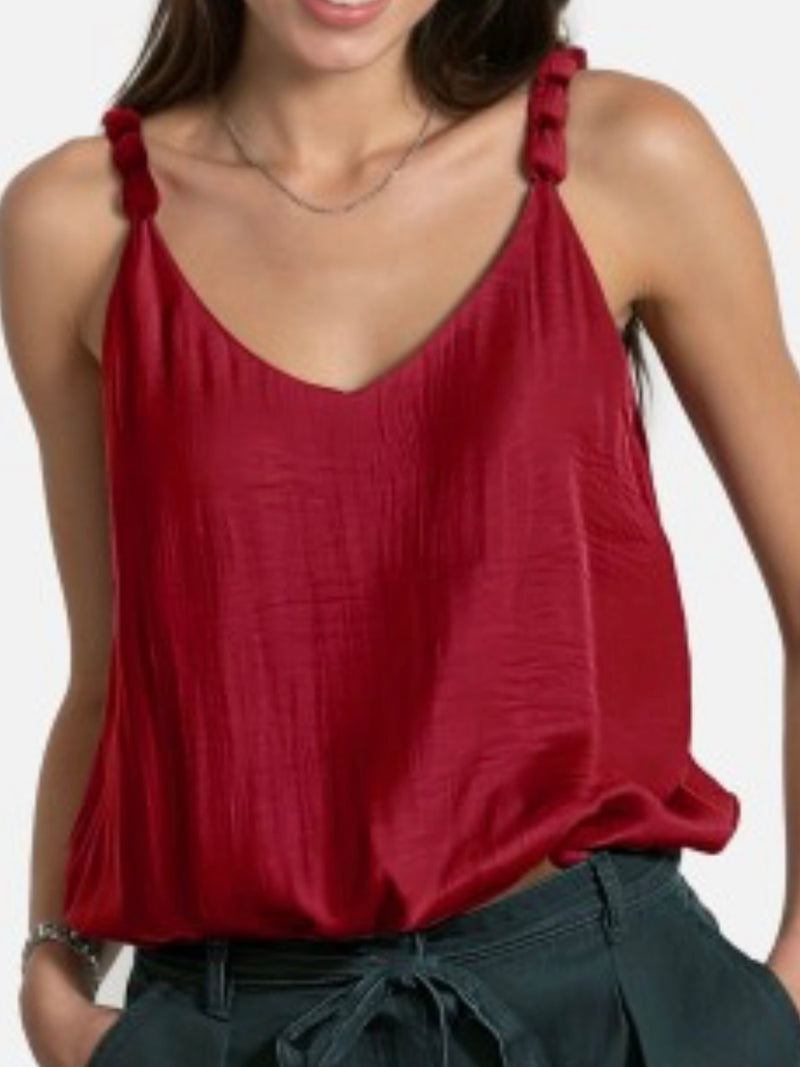 Crimson Red Bubble Hem Tank Top