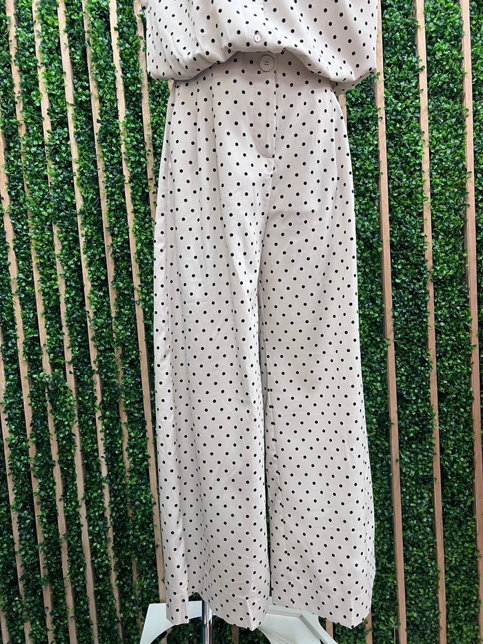Ivory Polka Dot Wide Leg Pant