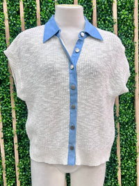Denim Collar Sweater Top