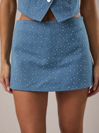 Rhinestone Denim Skort