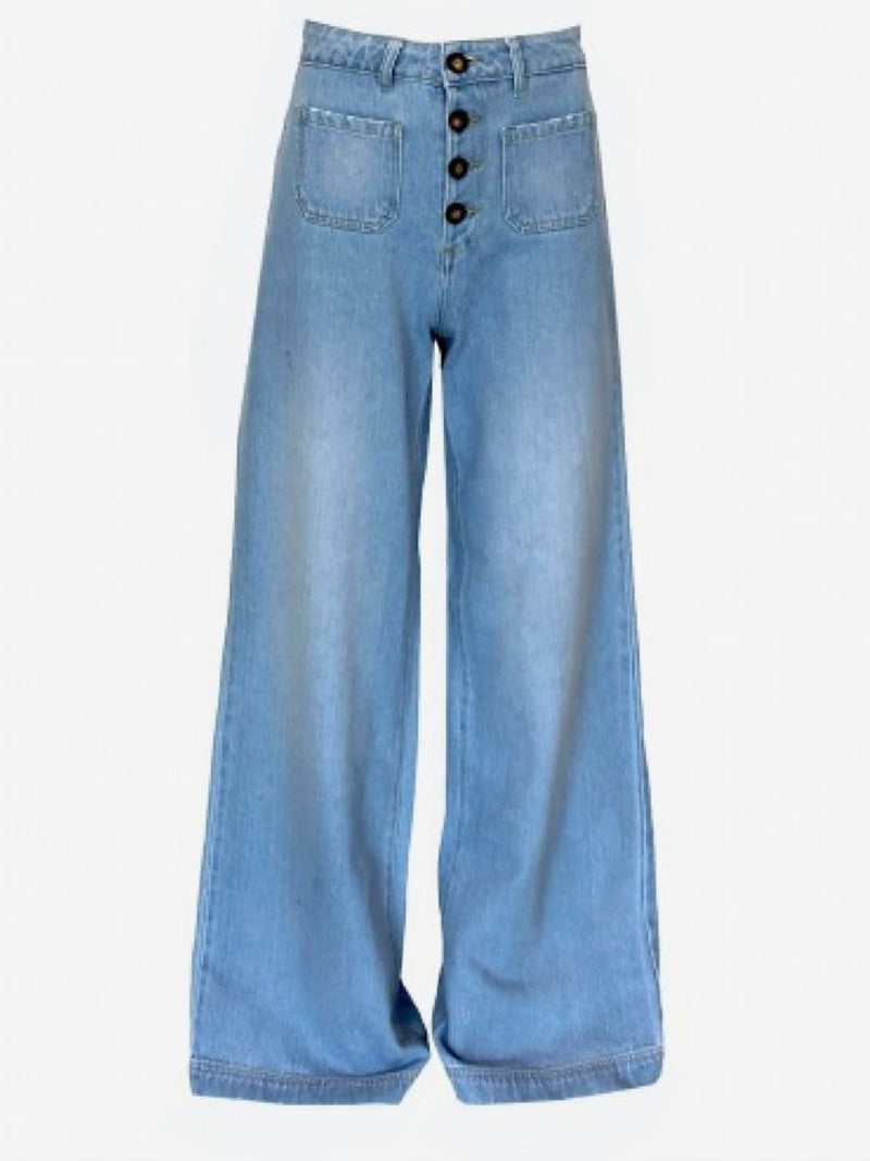 Front Pocket Wide Leg Denim