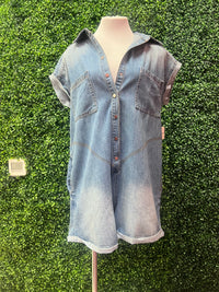 Denim Blue Cinched Waist Romper