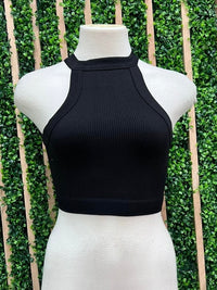 High Neck Ribbed Basic Crop