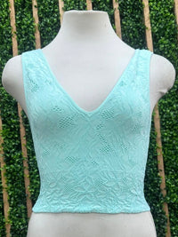 Floral Texture V Neck Basic Top