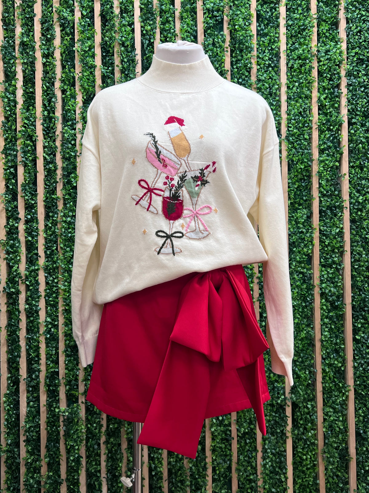 Mock Neck Long Sleeve Christmas Sweater