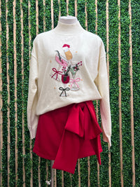 Mock Neck Long Sleeve Christmas Sweater