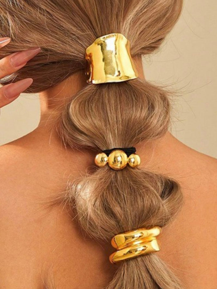 Metallic Textured Elastic Ponytail Hair Tie