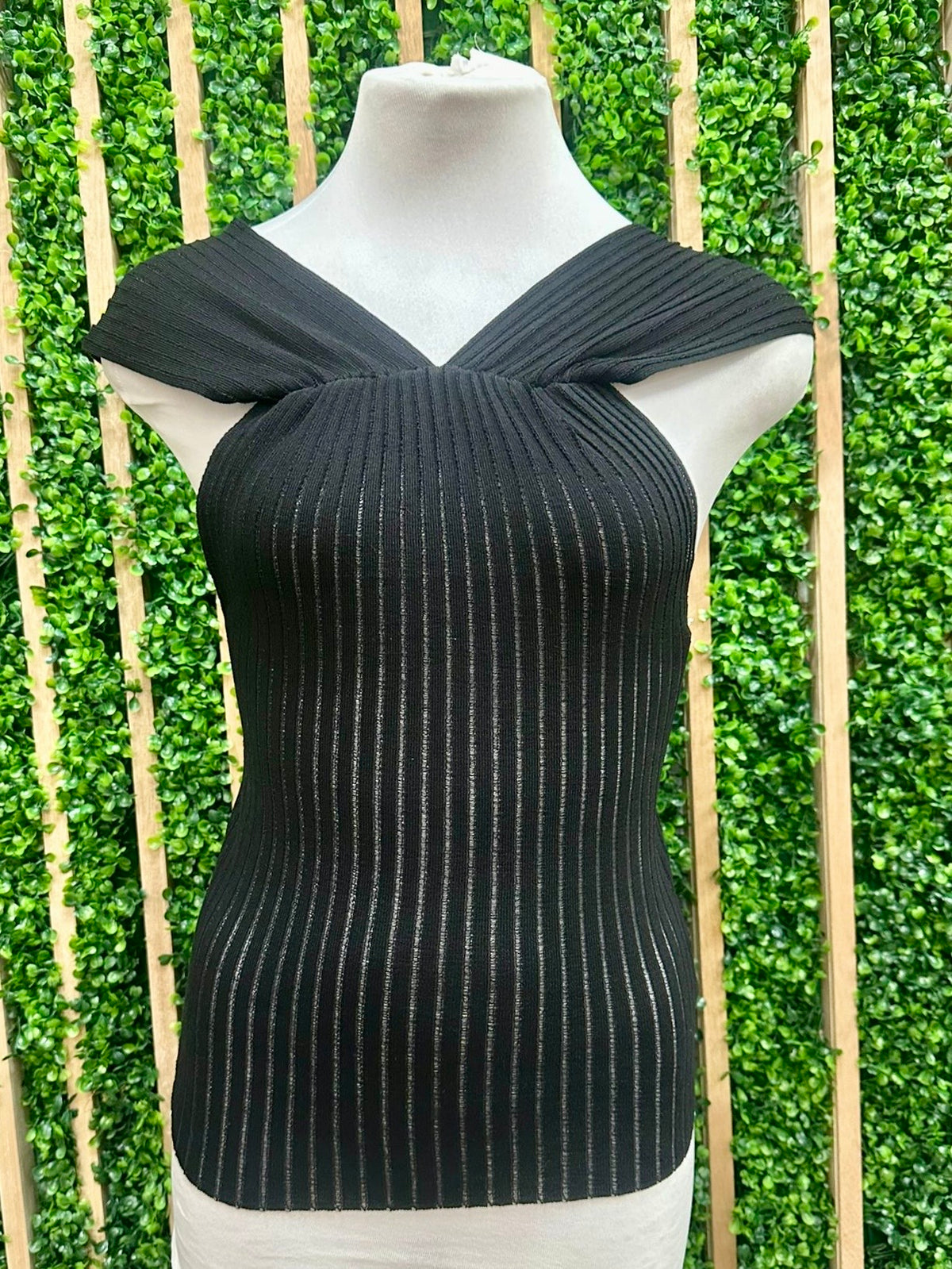 Black Cross Neck Top