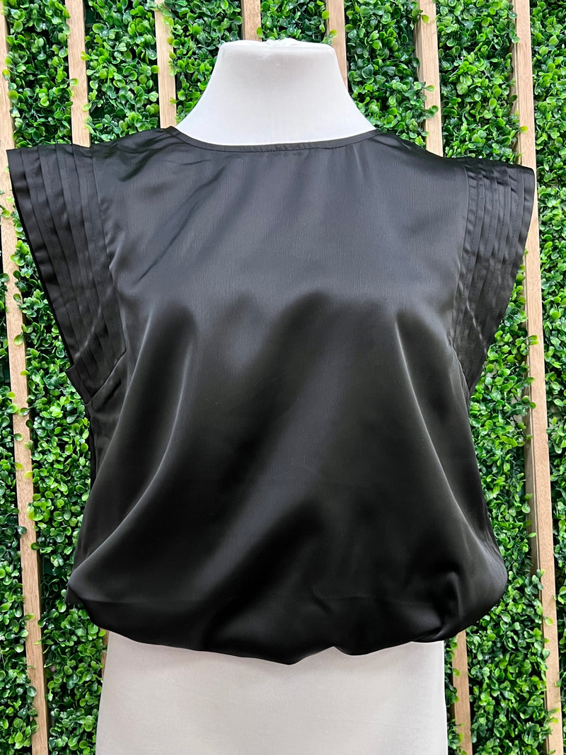 Pleat Detail Satin Crop Blouse