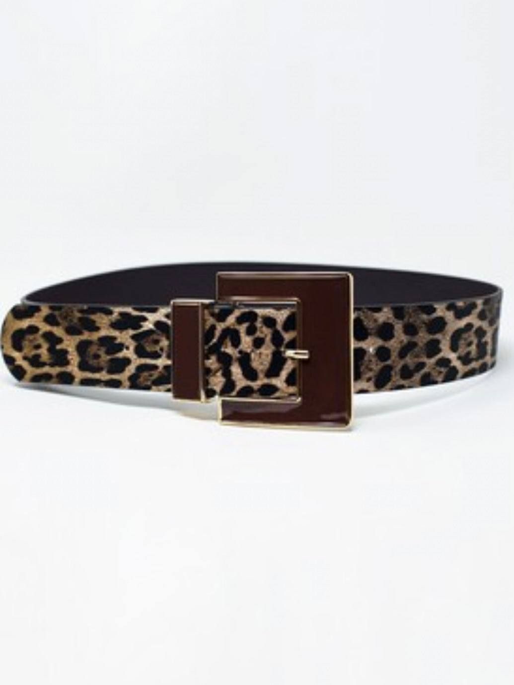 Brown Buckle Animal Print Belt