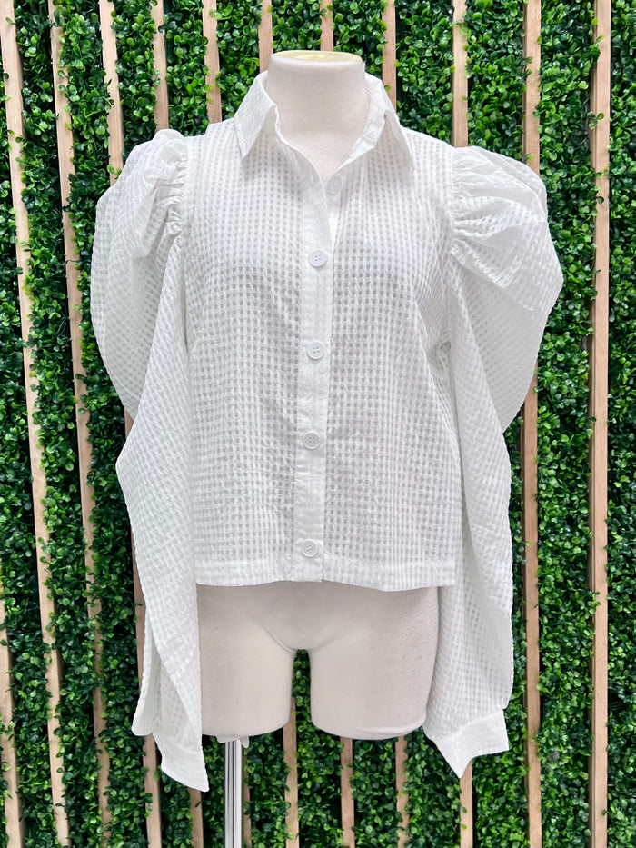 Textured Puff Sleeve Blouse