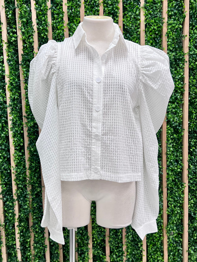 Textured Puff Sleeve Blouse