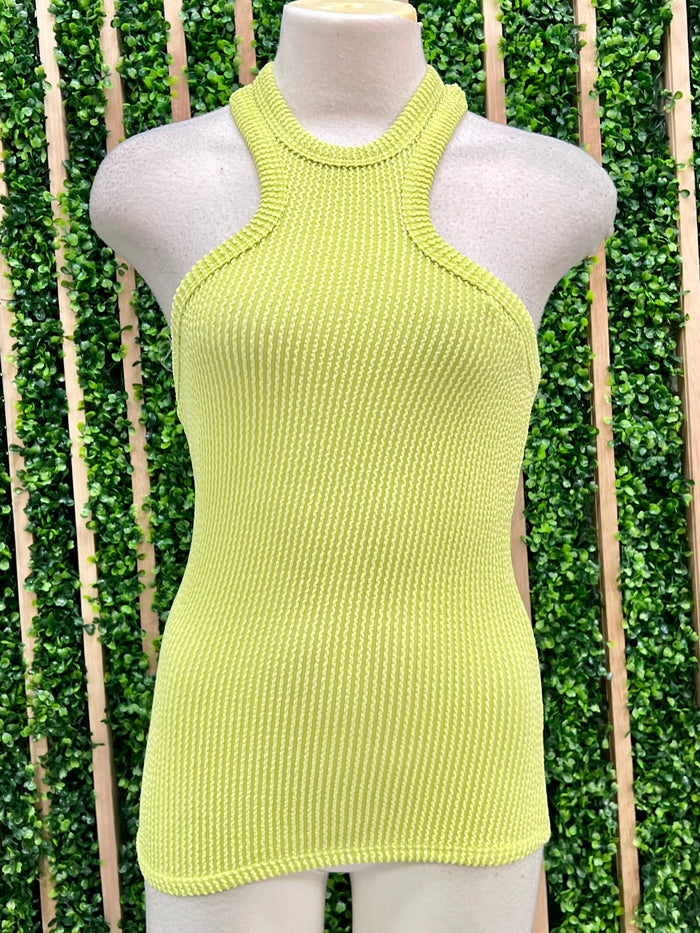 High Neck Textured Racerback Top