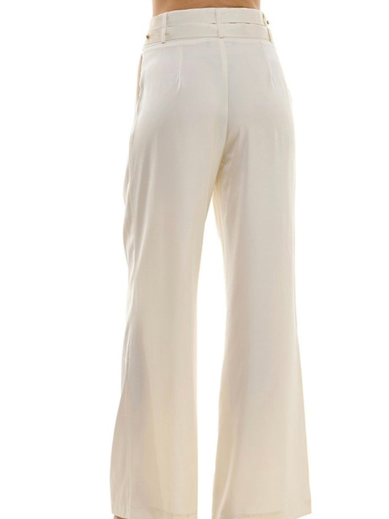 Satin Finish High Waist Wide Leg Pant