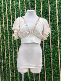 Breezy Lace Butterfly Sleeve Embellished Crop Top