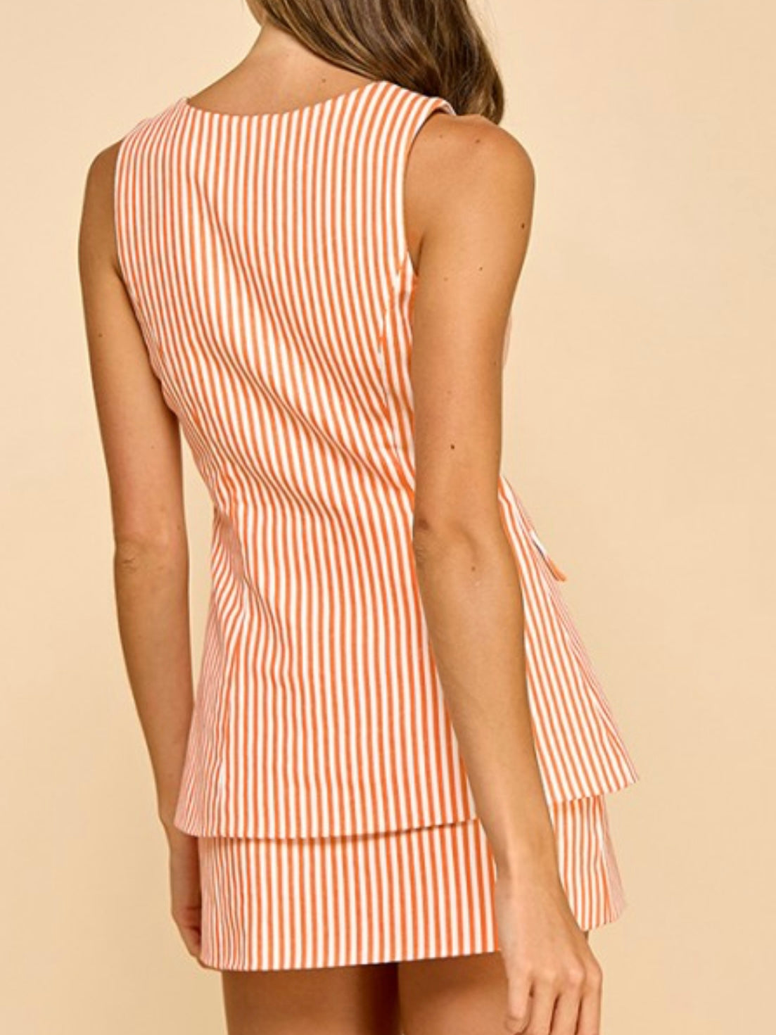 Striped Round Neckline Sleeveless Romper