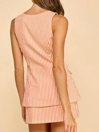 Striped Round Neckline Sleeveless Romper
