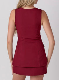 Burgundy Round Neck Vest Romper