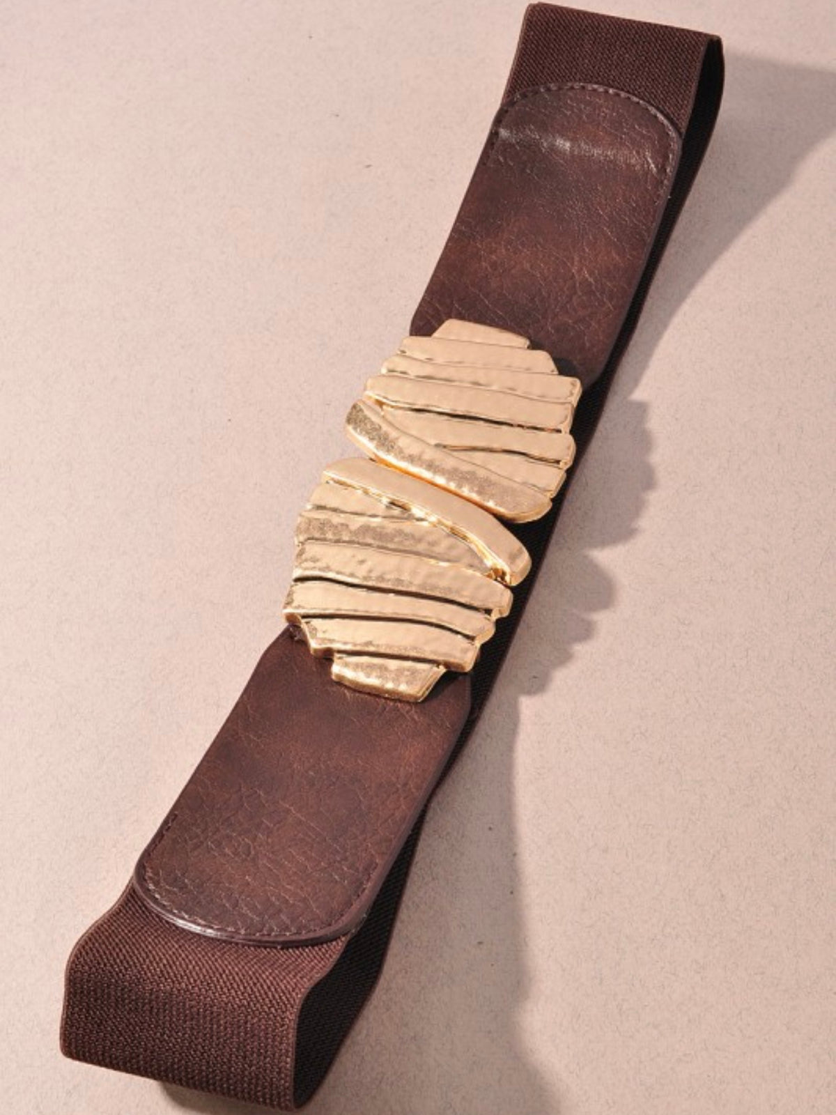 Hammered Metal Buckle Stretch Belt