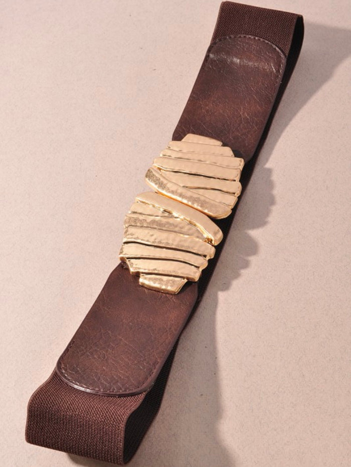 Hammered Metal Buckle Stretch Belt