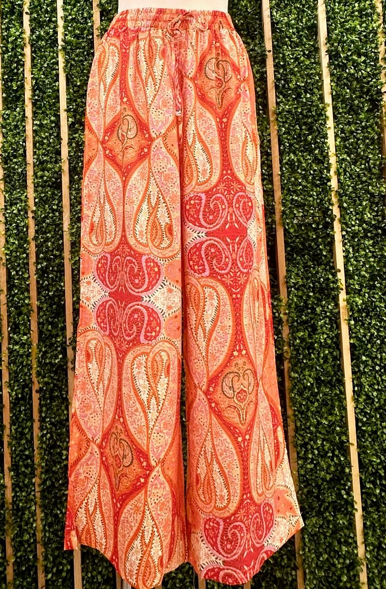 Orange Paisley Wide Leg Pant