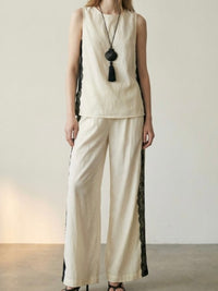 Ivory & Black Lace Trim Resort Set