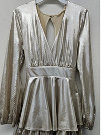 Metallic Champagne Ruffled Romper
