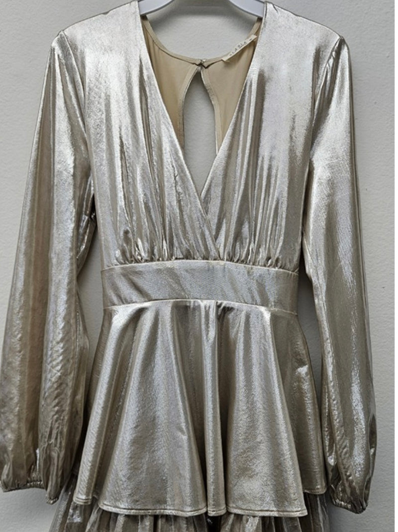 Metallic Champagne Ruffled Romper