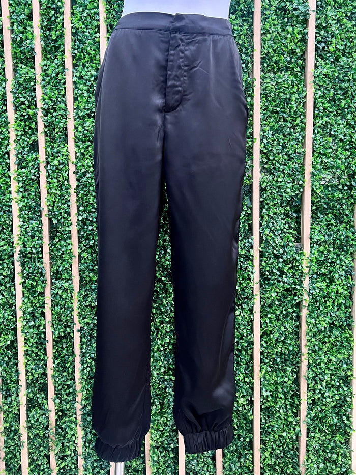 Black Tuxedo Lace Detail Jogger Pant