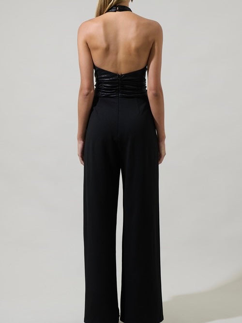 Beautiful Contrast Black Cross Neck Jumpsuit