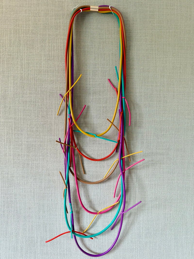 Multi Layer Knot Trims Rubber Necklace