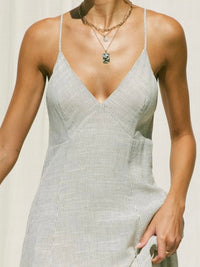 Natural Linen Striped maxi Dress