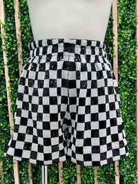 Sequin Checkers Short Pant Set