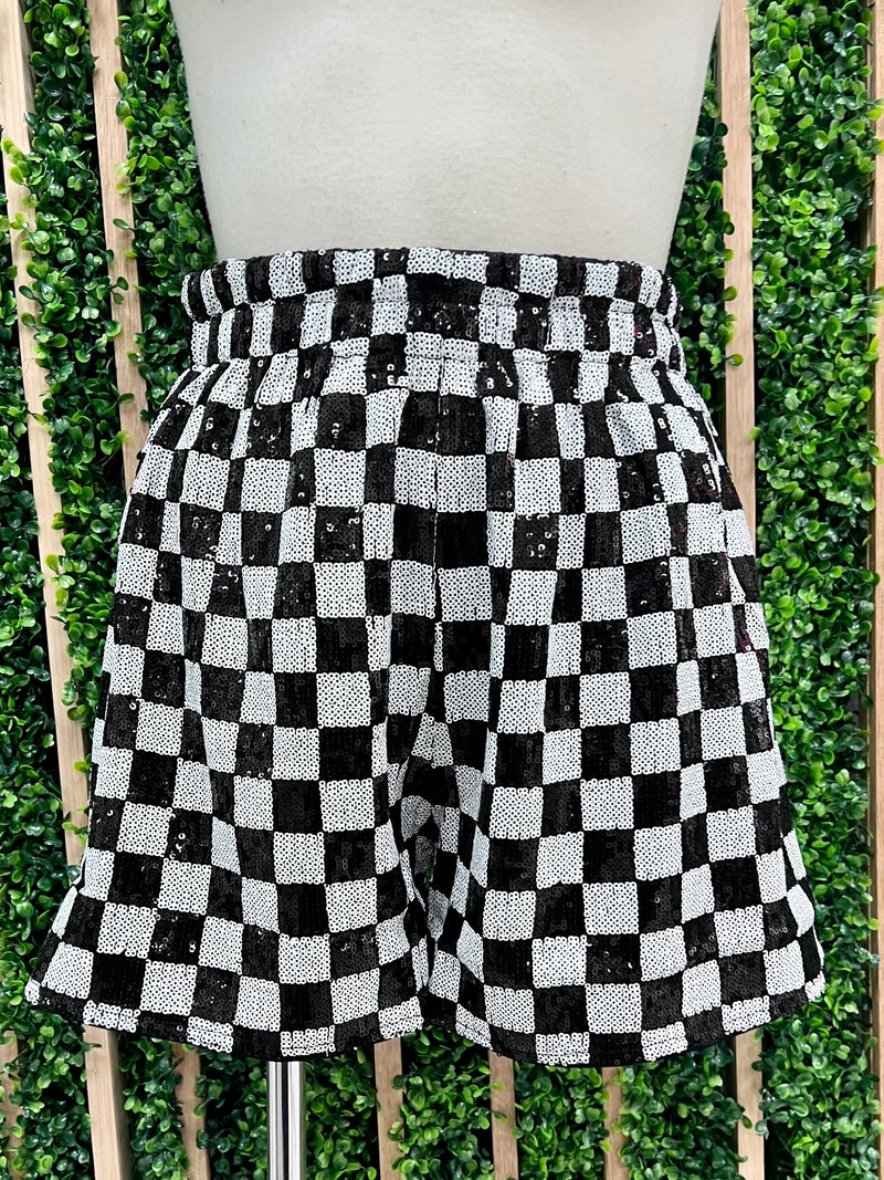 Sequin Checkers Short Pant Set