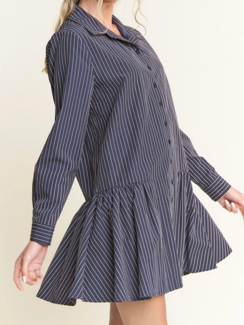 Striped Dropwaist Blouse Dress