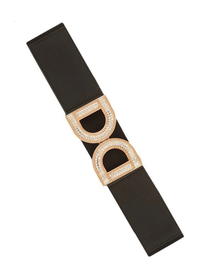 Crystal Studded Double D Elastic Belt