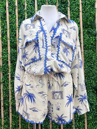 Ric Rac Trim White Blue Santorini Blouse