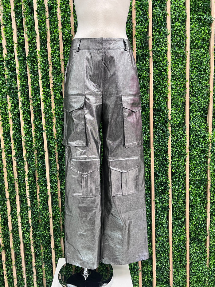 Metallic Finish Cargo Pant
