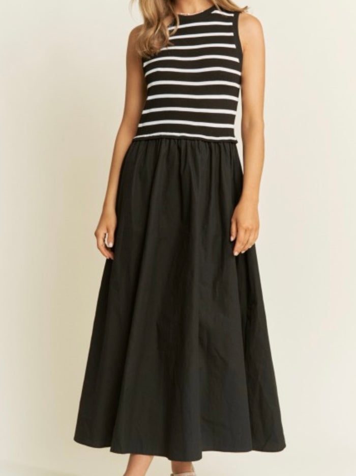 Contrast Knit Stripe Midi Dress