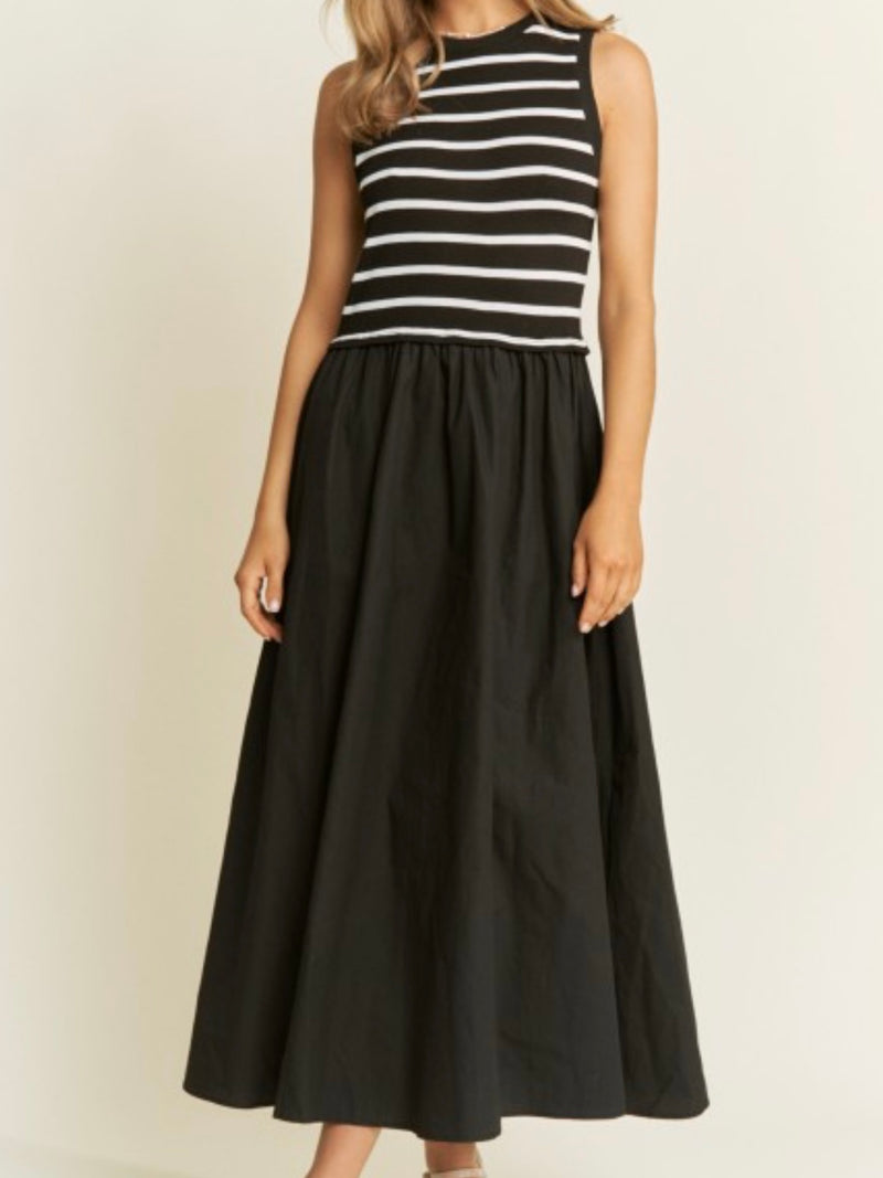 Contrast Knit Stripe Midi Dress