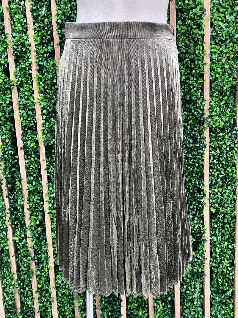 Gold Lurex Pleated Midi Skirt
